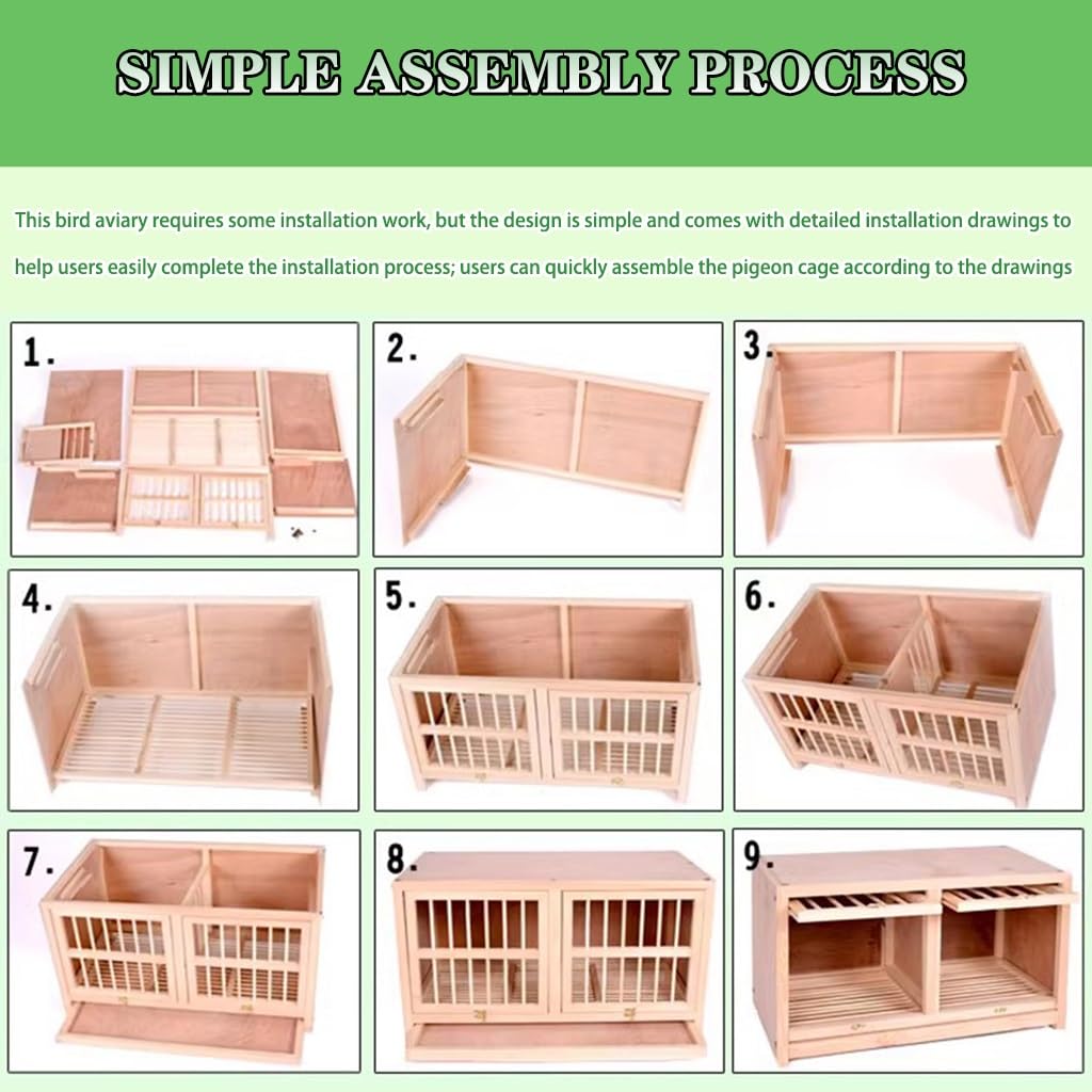 Jaula Profesional para Palomas mensajeras – 2/3 Puertas Opcionales, apilable con Bandeja extraíble para estiércol, fácil Montaje, Nido Exterior (Natural, 3 Unidades, 60x30x35cm)