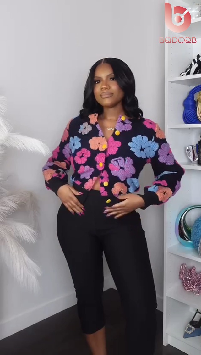 Amazon.com: BQDCQB Womens Cropped Floral Print Jacket Warm Fleece