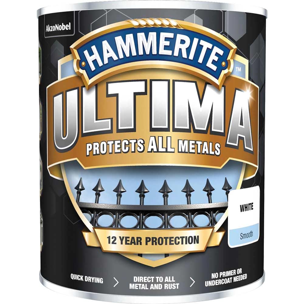 Hammerite | Ultima Metal Paint | Smooth White 750ml 12 Year Protection |