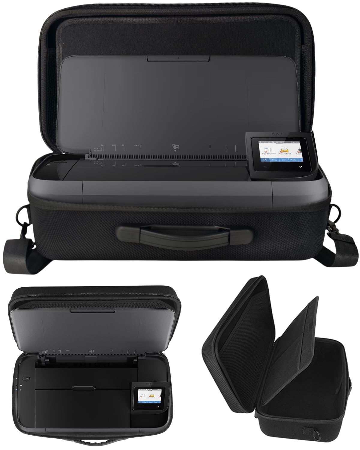 Tasche für HP OfficeJet 250 mobiler Multifunktionsdrucker (CZ992A), Tragetasche für hp officejet 250 mobiler all-in-one-drucker ePrint, Innenfächer für Zubehör, Druckerpapier und Dokumente, Schwarz