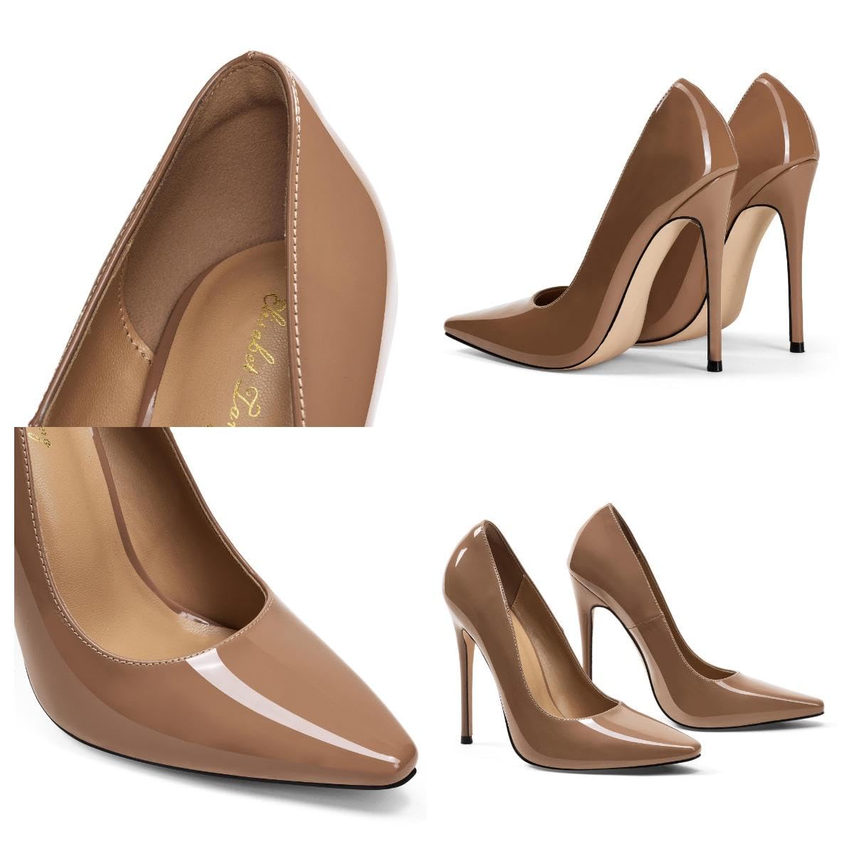 Zhabtuc Zapatos de Salón Mujer Clásicos Tacón 12 cm Punta Cuadrada Cerrada Stiletto Slip-On Tacones Altos Zapatos Cómodos Diario Fiesta Trabajo