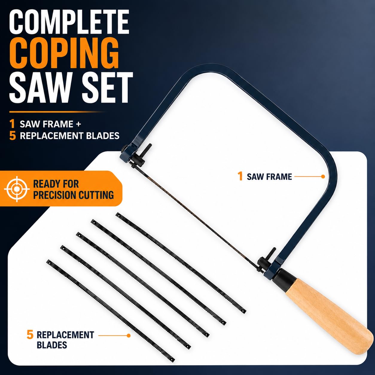Coping Saw Frame Set - 5 Blades Included -3