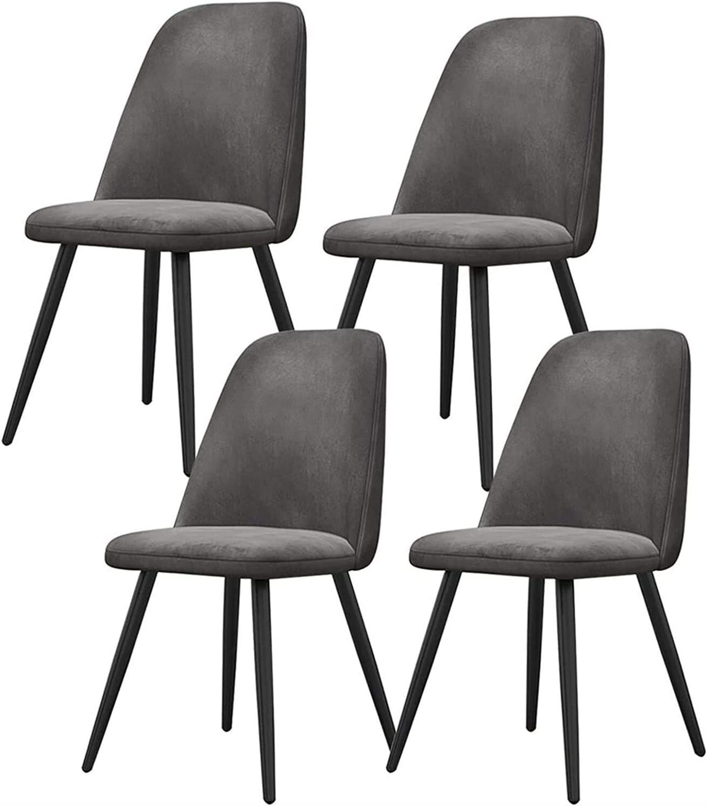 SJIALEN Set of 4 Kitchen Dining Chairs, with Strong Black Metal Legs Lounge Living Room Chair Modern Soft Velvet Reception Chair Kitchen Chair (Color : Dark Gray, Size : 46x46x81cm)