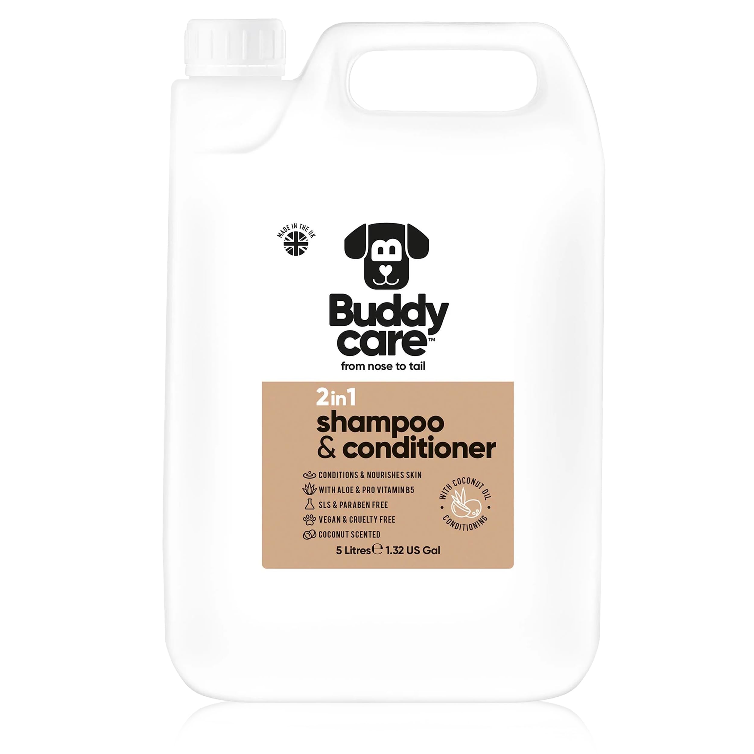 2in1 Dog Shampoo & Conditioner by Buddycare | Coconut Scented | with Aloe Vera and Pro Vitamin B5 (169.07oz)