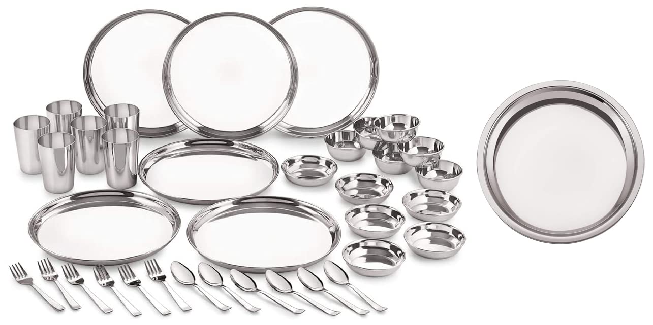 neelam Stainless Steel Dinner Set - 36 Pieces & Stainless Steel 14 22G Parat, 29 cm, Silver (B09SM6SP9K) Amazon Price History, Amazon Price Tracker