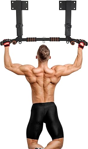 Miniatura 7 de BESTHLS Barra de dominadas montada en la pared y estación de inmersión, barra de dominadas resistente para montaje en pared, barra de dominadas