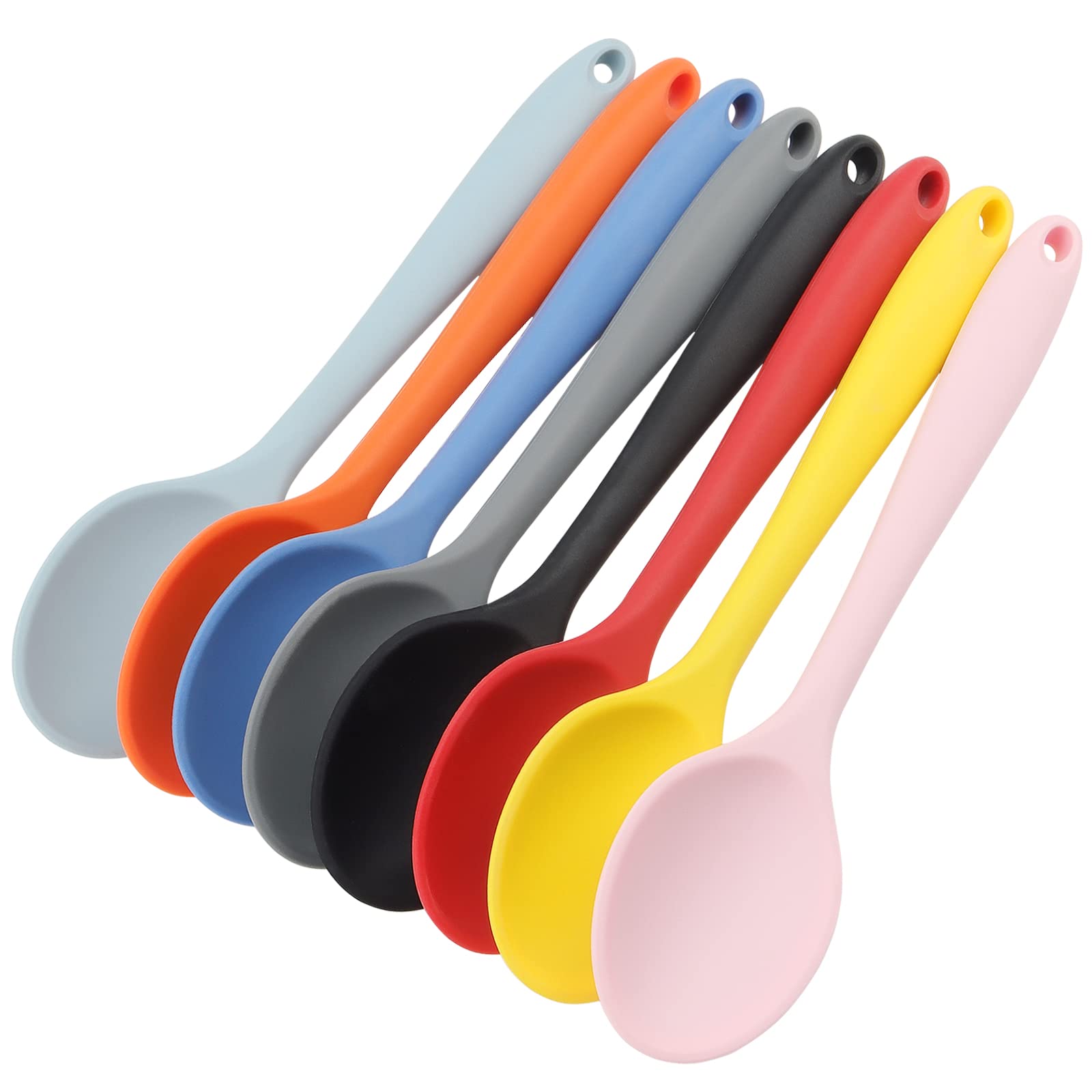 ZEONHEI 8 PCS 27.5CM Silicone Spoon Set, 8 Colours Serving Spoons