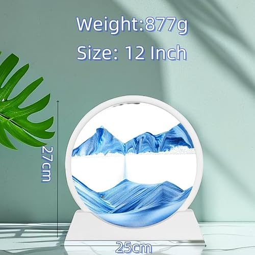 Miniatura 69 de BGFJYUK Imagen artística de arena móvil en movimiento, vidrio templado redondo 3D paisajes de arena de mar profundo con pantalla que fluye marco