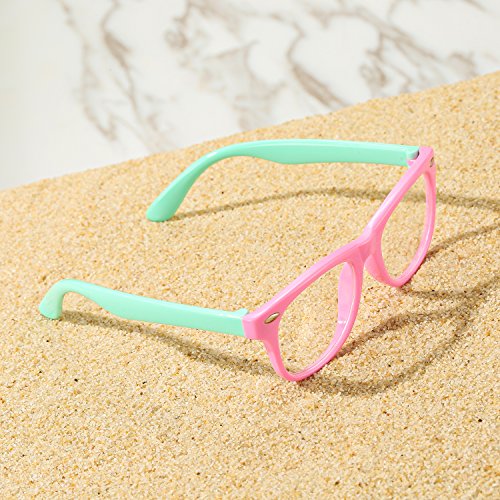 Pro Acme Tpee Rubber Flexible Kids Nerd Glasses Clear Lens Geek Fake For Costume (Age 3-10) (Pink/Green) #TOP2