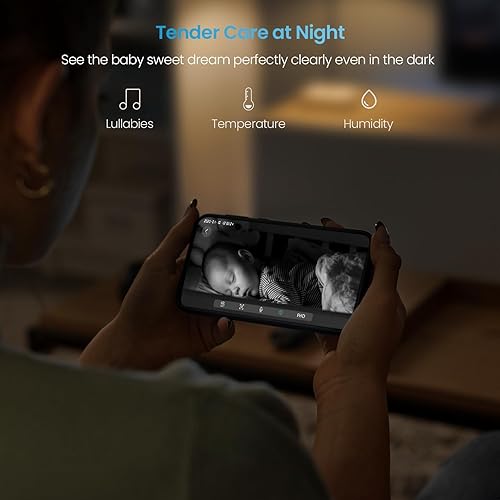 Miniatura 3 de ieGeek Monitor de video para bebé con cámara y audio, monitor FHD de 1080P, teléfono inteligente WiFi, visión nocturna, detección de movimiento,