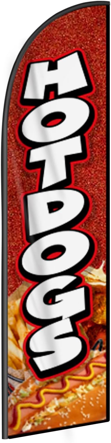 Coffee Shop Feather Flag Banner - 11.5x2.5 Ft Advertising Swooper Flag for Outdoor Business and Events Promotion - Coffee Signs Windless Full Sleeve Banner for Restaurants, Diners, Markets (Only Flag)