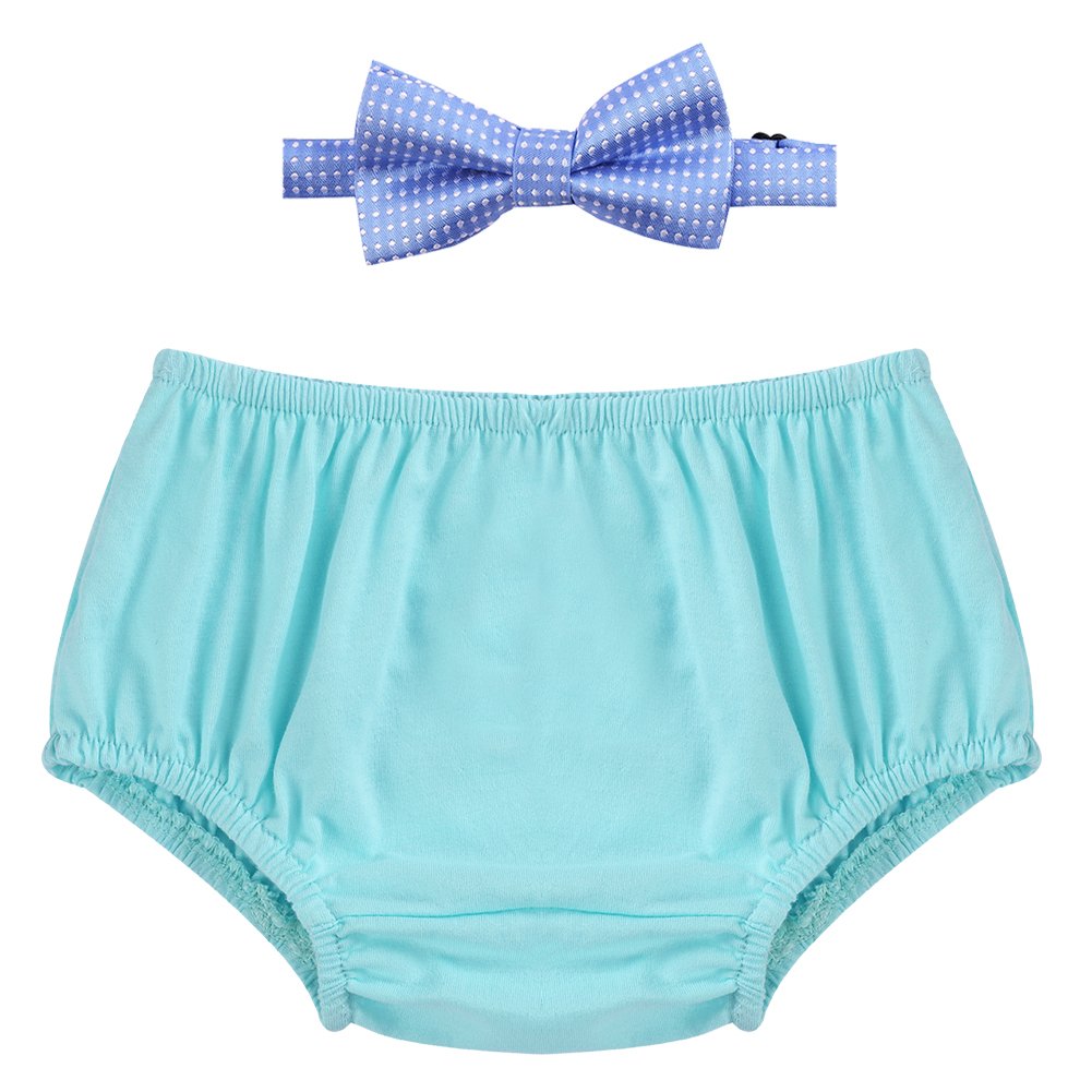 Cake Smash Outfits Baby Boy First Birthday Bowtie Bloomers 2PCS Set Photo Props OBEEII Light Blue