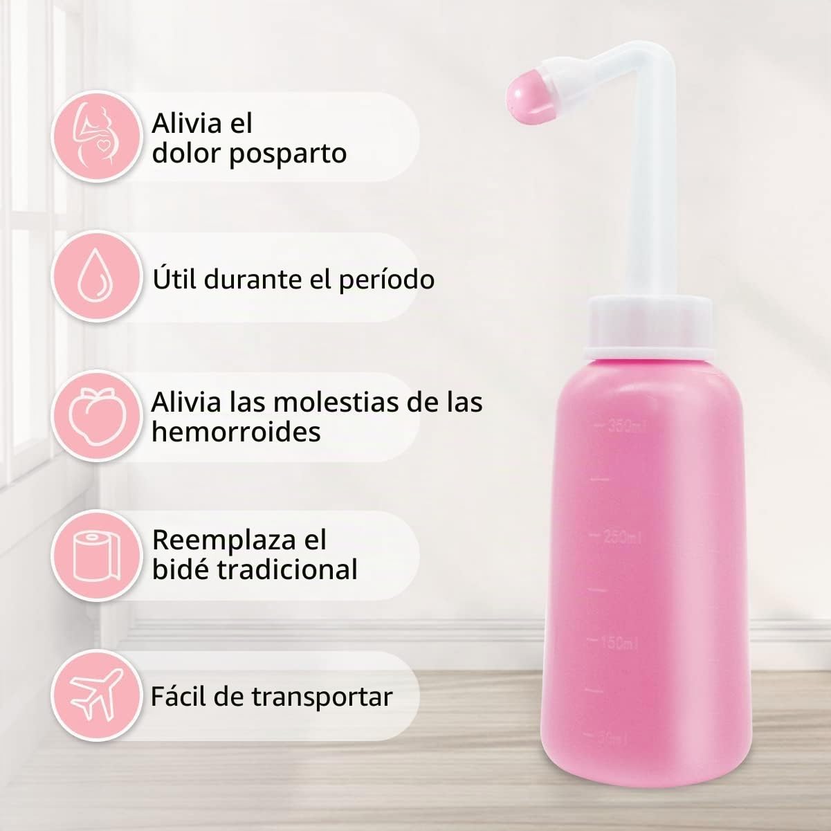 Bidet Portatil 350ml Botella Perineal Postparto con Tasche Impermeabili