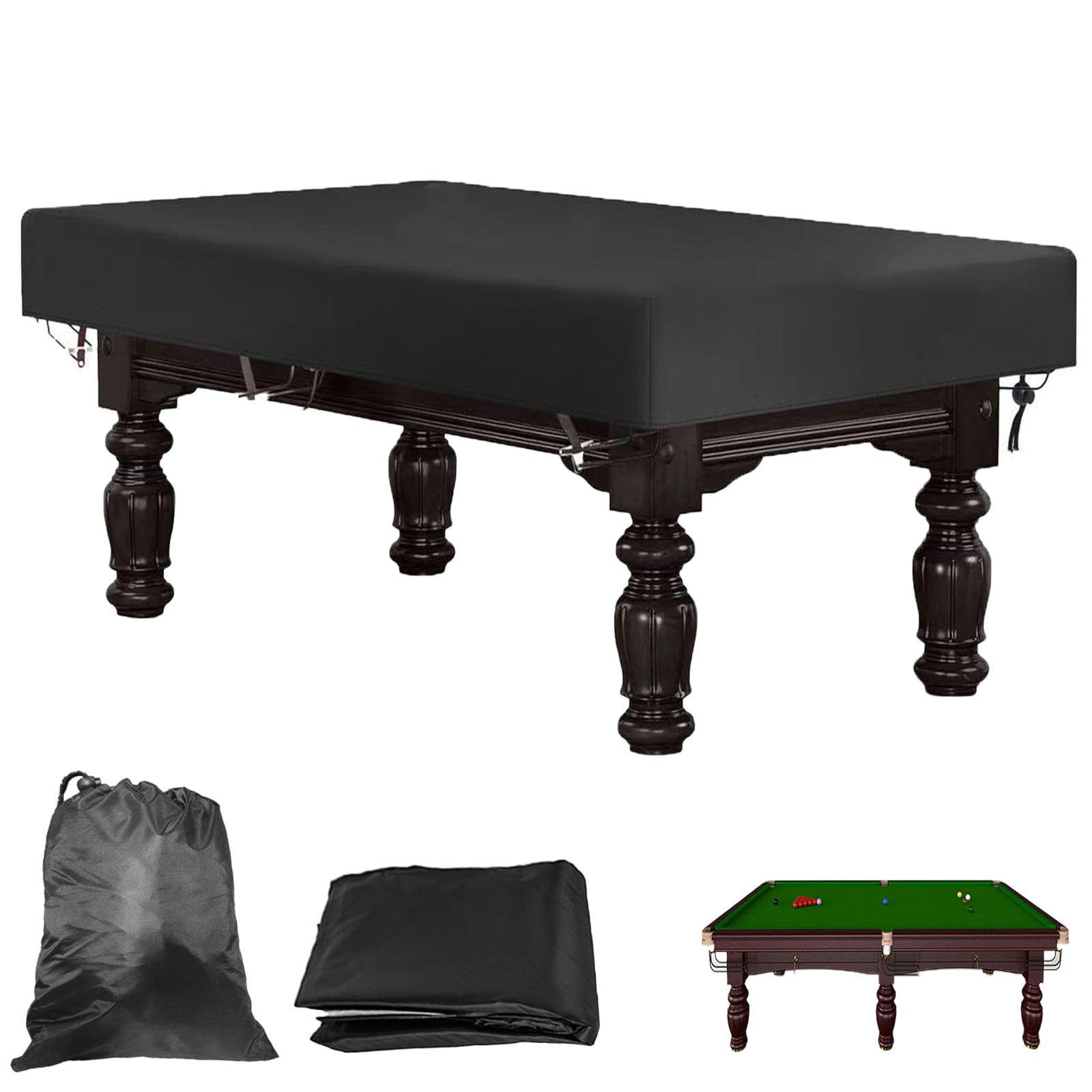 GANILITY Pool Table Cover, 7 Feet /235 x 135 x 20 cm Oxford Cloth Snooker Table Cover with Drawstring and Storage Bag, For Indoor and Outdoor Billiard Tables, Black