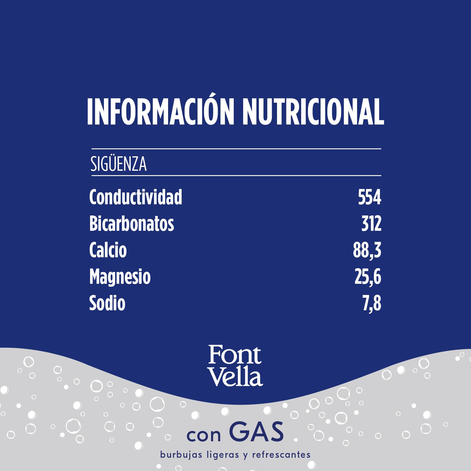 Font Vella Gas, natürliches Mineralwasser mit Gas, 6er Pack (6 x 1 l)