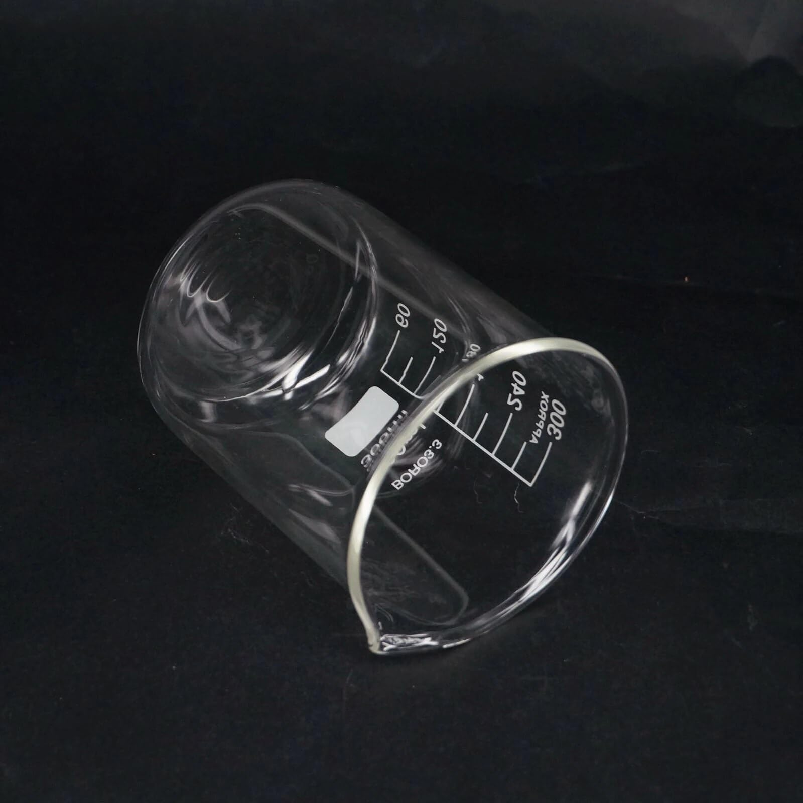 Vaso de precipitados de Vidrio de Forma Baja con Pico, Vaso de precipitados de borosilicato de 300 ml, Tazas medidoras de Laboratorio de química, 1 Pieza
