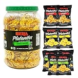 Iberia Salted Platnain Chips 1.75 lb. Jar + Iberia Plantain Chips Variety Pack Bundle