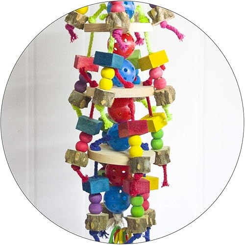 Miniatura 10 de Deloky Juguetes para masticar pájaros loros grandes, frutos secos naturales, juguete desgarrador de loro de maíz, juguete de jaula de madera