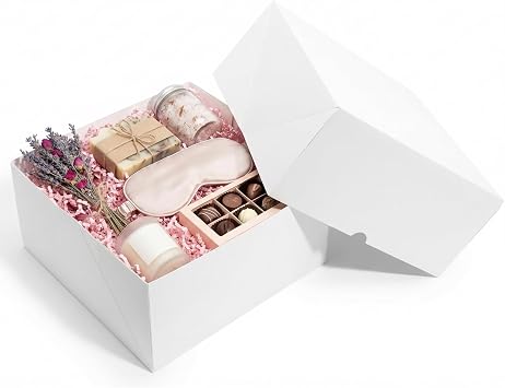 UnicoPak 10x10x5 Inches White Gift Boxes with Lids for Presents, 10 Pack Large Gift Boxes, Sturdy Cardboard Bridesmaid Proposal Box for Wedding, Baby Shower, Graduation, Corporate Gifts, Christmas