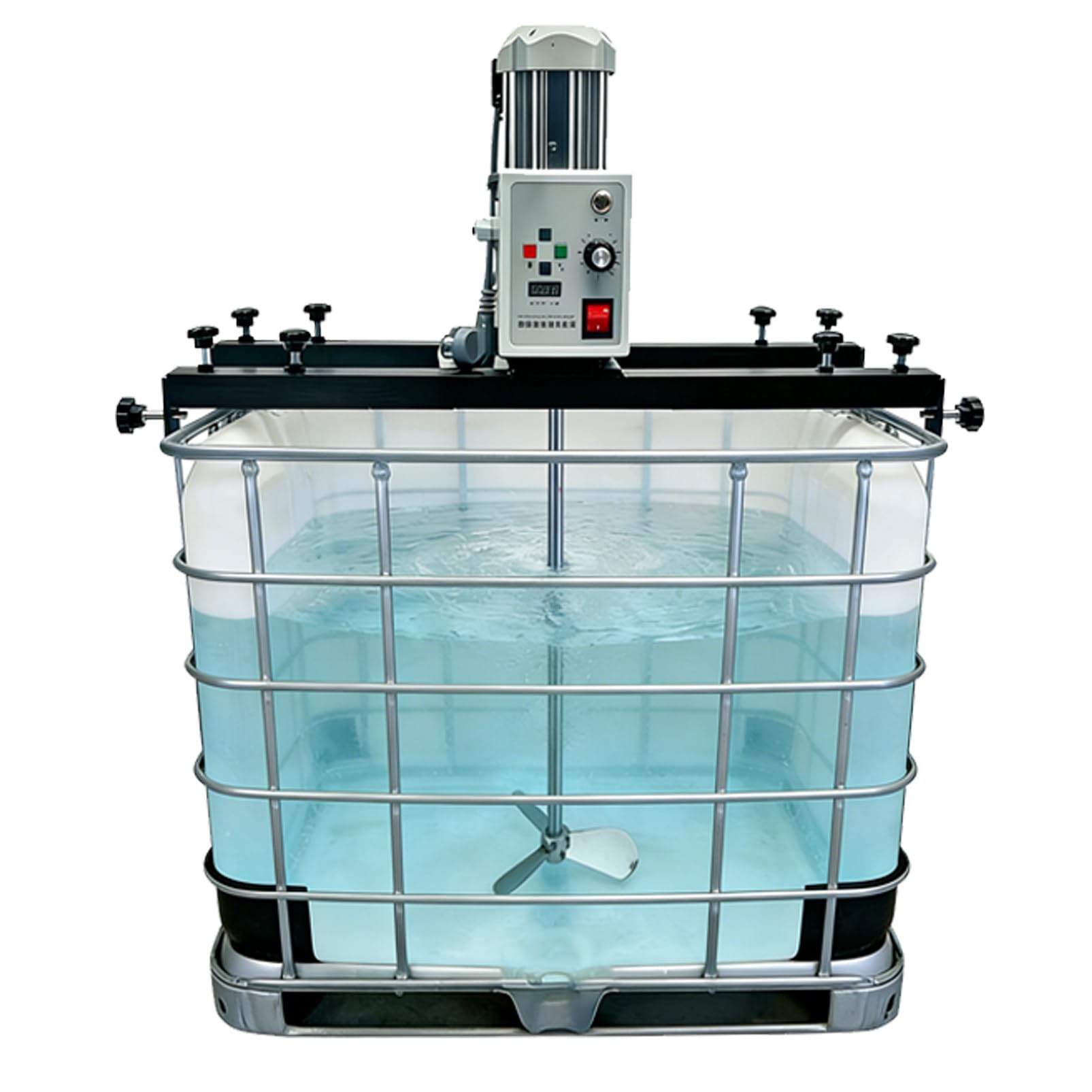 Agitador eléctrico para contenedor IBC de 1000 L, agitador para IBC B | 2100 W, velocidad ajustable de 200 a 3000 rpm, material de acero inoxidable, para viscosidad de material de 1 a 4000 cP