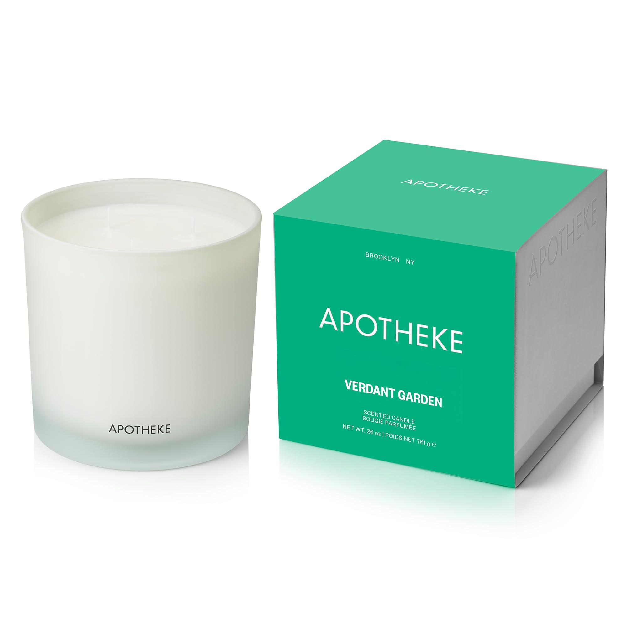 Apotheke 3-Wick Scented Candles for Home, Verdant Garden - 26 oz Soy Wax Jar Candle Gift for Women - Long-Lasting Fragrance with Perfume-Grade