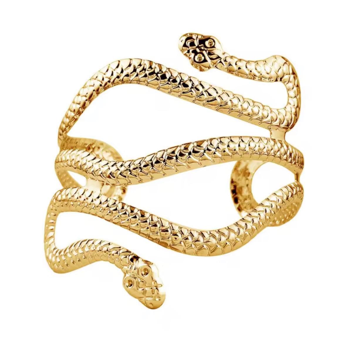 Gold Tone Double Snake Upper Arm Cuff for Women – Wrap Around Serpent Armlet, Adjustable Multicolor Boho Statement Arm Cuff, Anti Tarnish Fashion Jewelry-image-38