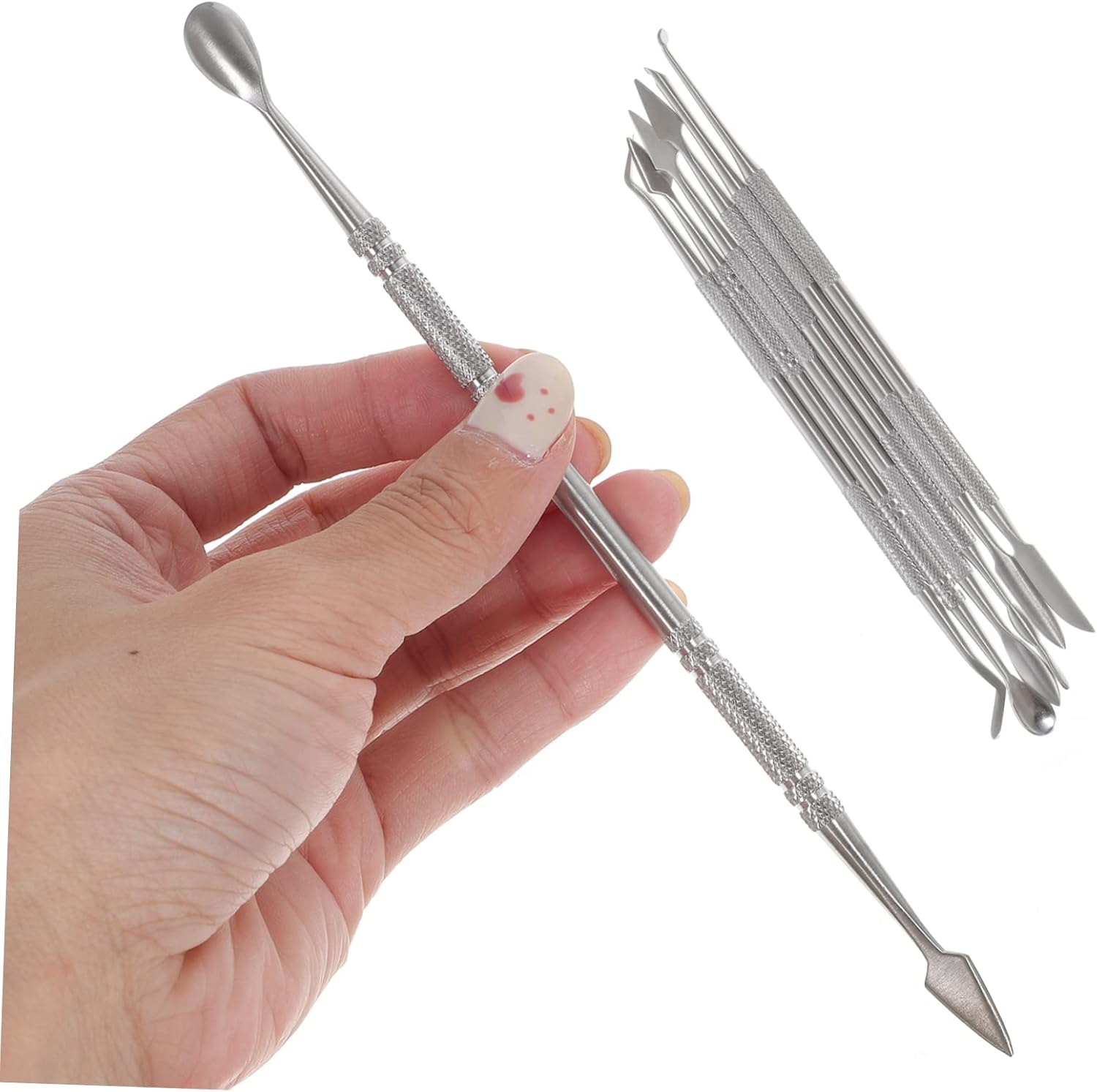 Artibetter 6Pcs Stainless Steel Clay Sculpting Tool Kit Double Ended Scrapers for Polymer Clay Pumpkin Carving and Modeling Durable Carving Tools with Comfortable Grip