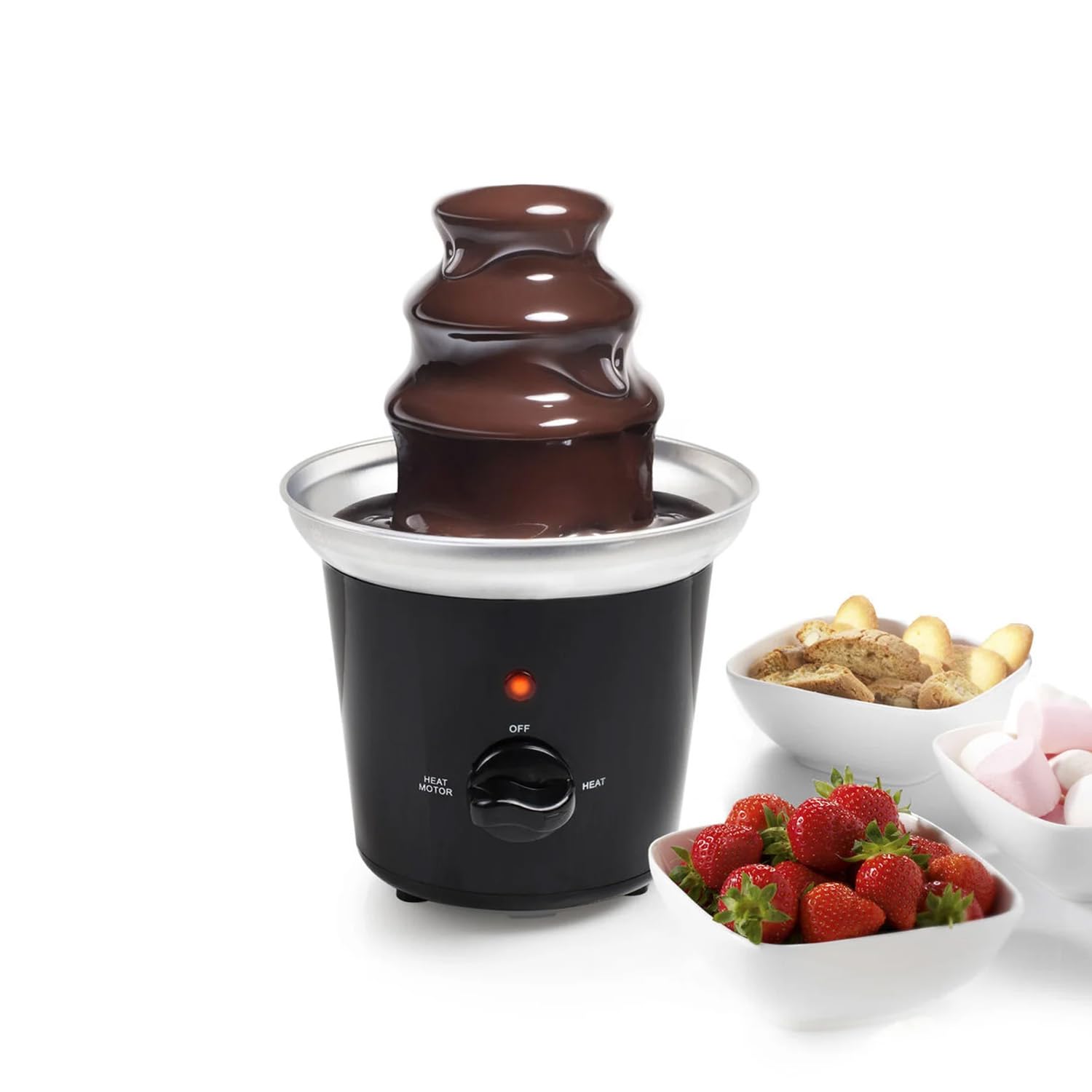 Wintem Fontana Elettrica di Cioccolato con Cascata a 3 Livelli 35W Nero - Ideale per Cene o Feste Speciali - Dotata di LED Luminso e Base Antiscivolo per Una Stabilità Ottimale - Elegante e Compatta