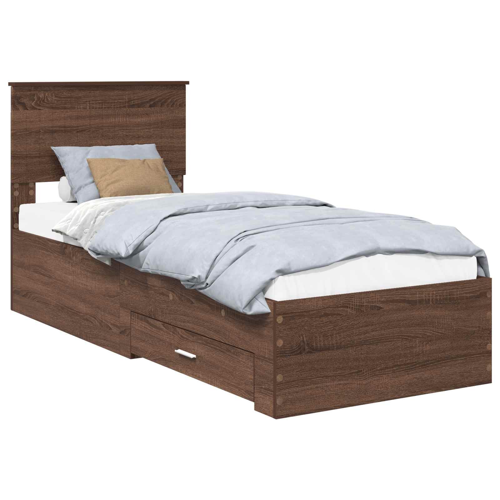 Madera con cajones dormitorio moderno Roble Marrón y Plata 193 x 78 x 90 cm