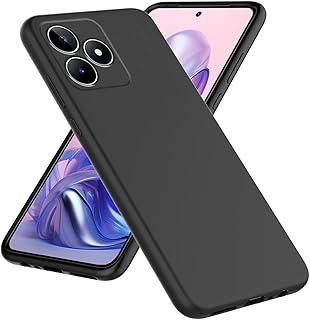 جراب حماية ممتص الصدمات لموبايل ريلمي C53 من يسونشان، غطاء حماية مضاد للصدمات من مادة سيليكون ناعمة لتنظيف يدوم طويلا، حافظة ممتصة للصدمات، أسود