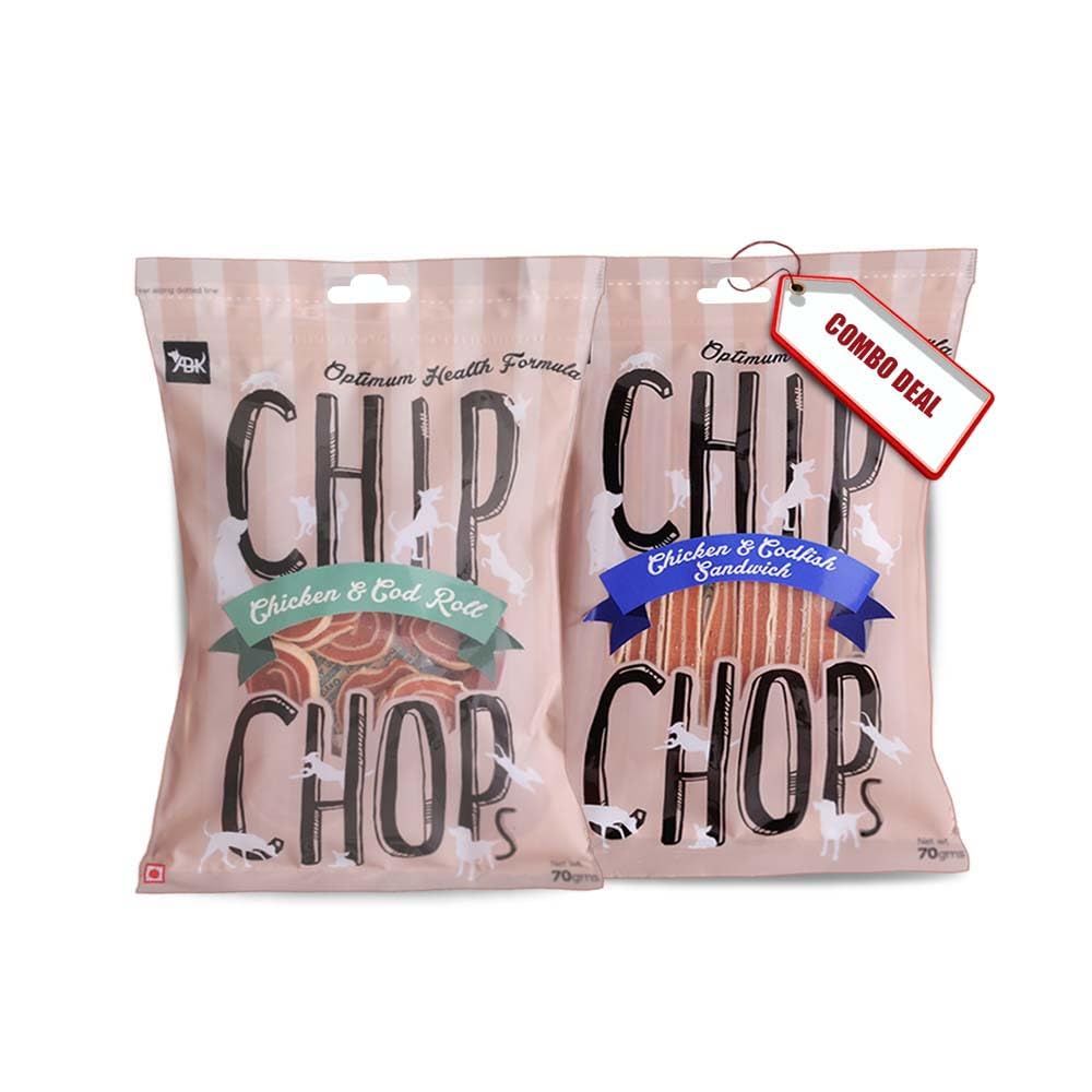 Combo of Chip Chop Dog Treat, Healthy Nutritious Treat, Chicken & Codfish Sandwich, and Chicken & Codfish Rolls, Easily Digestible Treats, Suitable for All Dog Breeds, 70 GMS Each. (B08KLH3YT4) Amazon Price History, Amazon Price Tracker