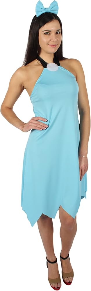 Amazon.com: HPO Adult Women's Classic Sitcom Cartoon Light Blue Loincloth Dress  Costume | Fun Cosplay Outfit for Themed Party - Small : Clothing, Shoes &  Jewelry