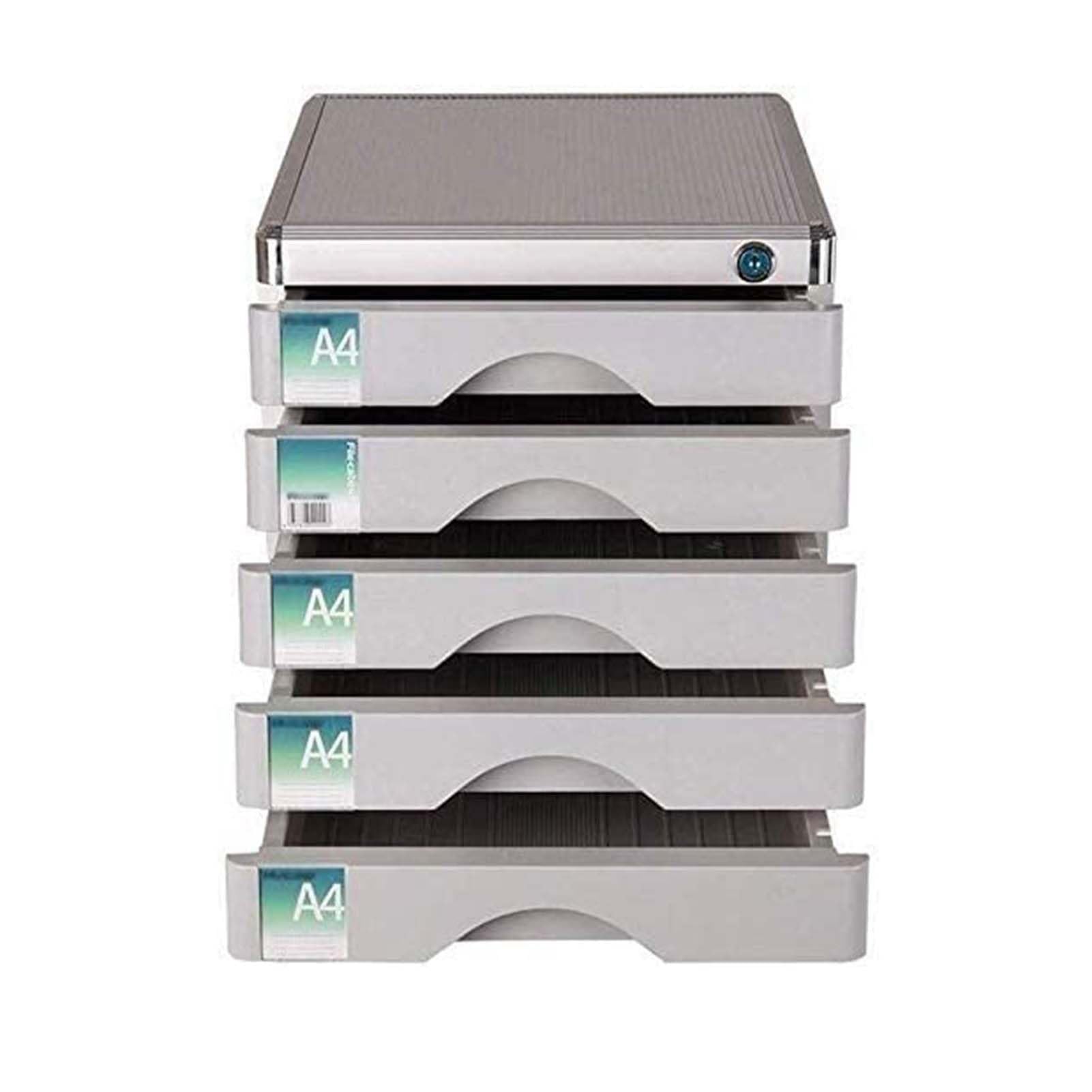 GUODDM 5-Layer File Cabinet Filing, Office Supplies A4/Receipt File Organizer, Cabinets Lockable Desktop Drawer Organiser Storage Ring Cabinet Files Storage Locker