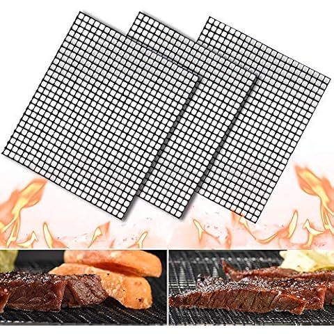 VXDAS 3PCS BBQ Grill Mat, Non Stick Barbecue Grill Mesh Mat Reusable BBQ Grilling Baking Sheet Liner Nonstick Fish Vegetable Smoking Accessories Cover