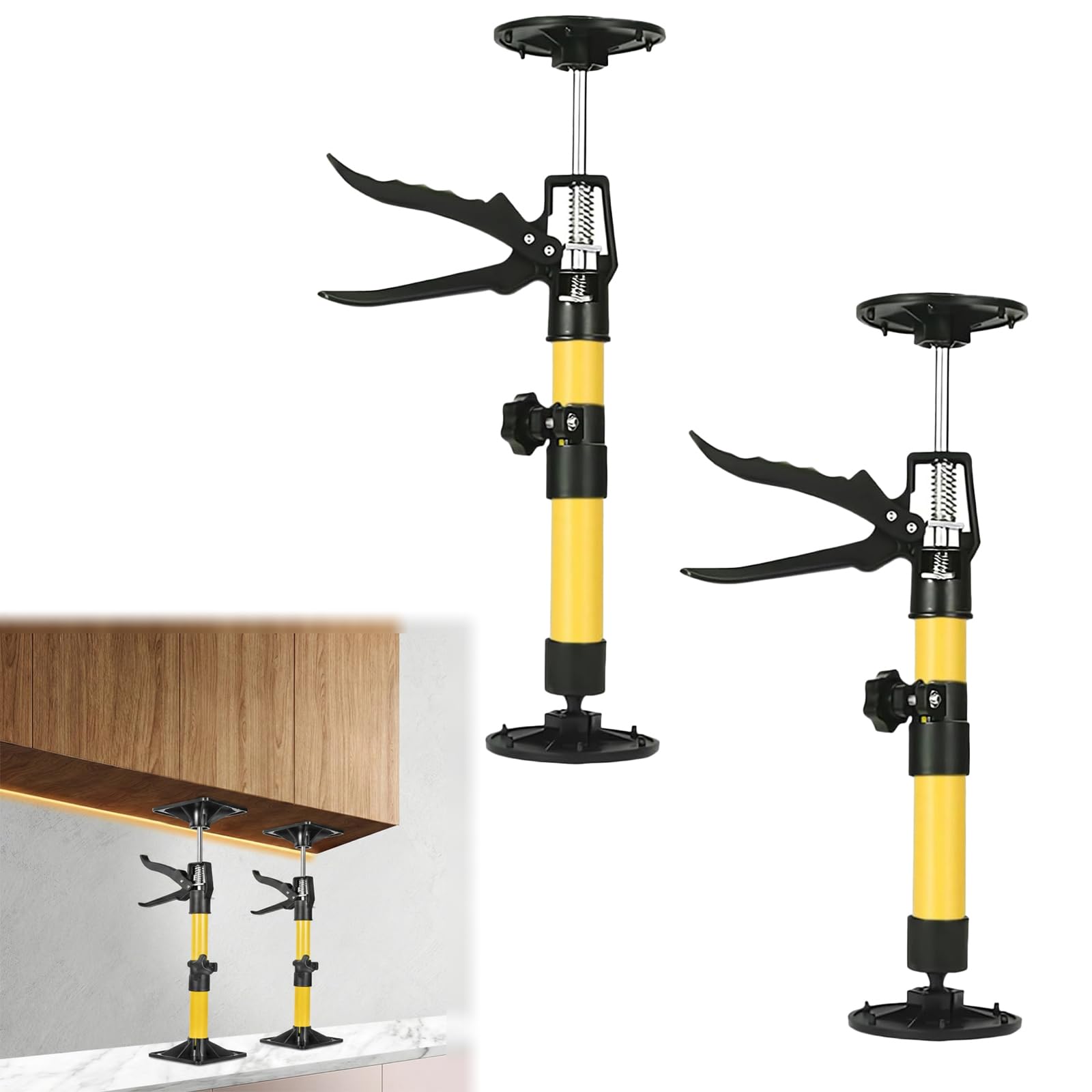 2 Stück Deckenstütze, Zargenspanner Montagestütze Türzargenspanner 30-59 cm Teleskopstange Einhandstütze Türspanner 50 kg Tragkraft Teleskopstützen für Türzargen Schränken