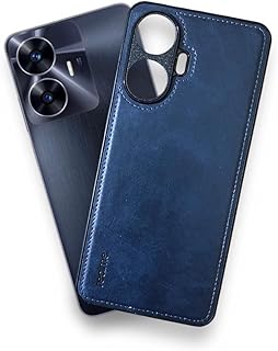 جراب حماية خلفي صلب من الجلد الفاخر لموبايل ريلمي C55 - لون أزرق