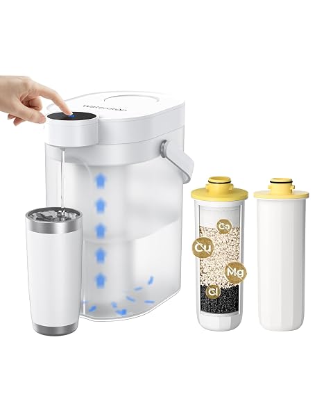 Waterdrop Rechargeable Water Filter Pitcher, 15-Cup Countertop Water Filtration System