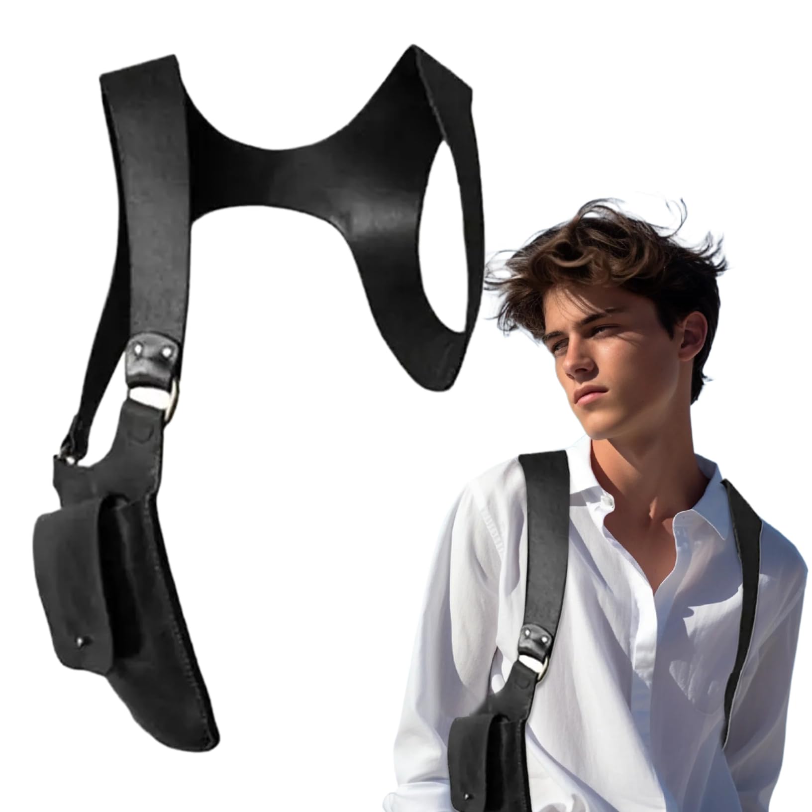 Fundas para Hombros de Cuero PU Ajustable Arnés Elegante Retro 7