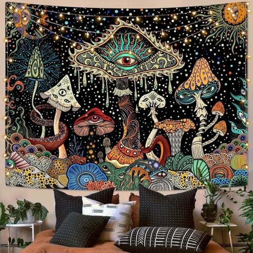 Yeoiat Mushroom Tapestry Hippie Tapestry for Bedroom Cute Tapestries Aesthetic Wall Tapestries Hanging for Bedroom Dorm Living Room (Mushroom, 36.00