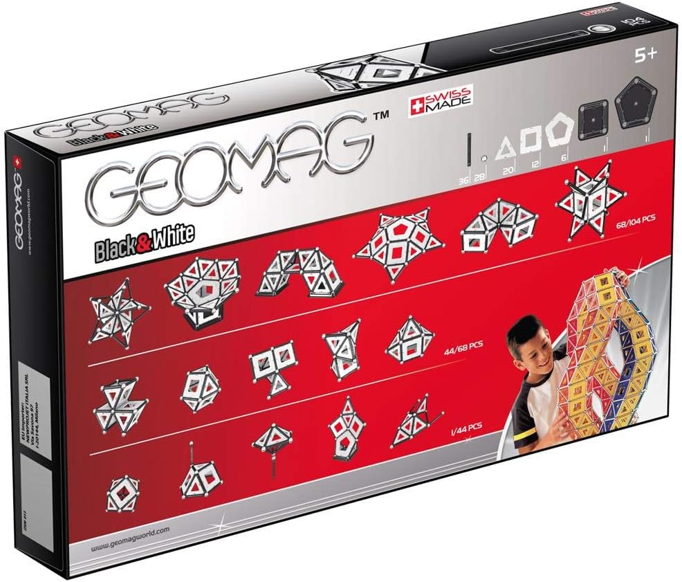 Crаzу Dеаlѕ Geomag - BLACK AND WHITE - 104-Piece Magnetic Building Set, Certified STEM Construction Toy, Safe for Ages 5 and Up