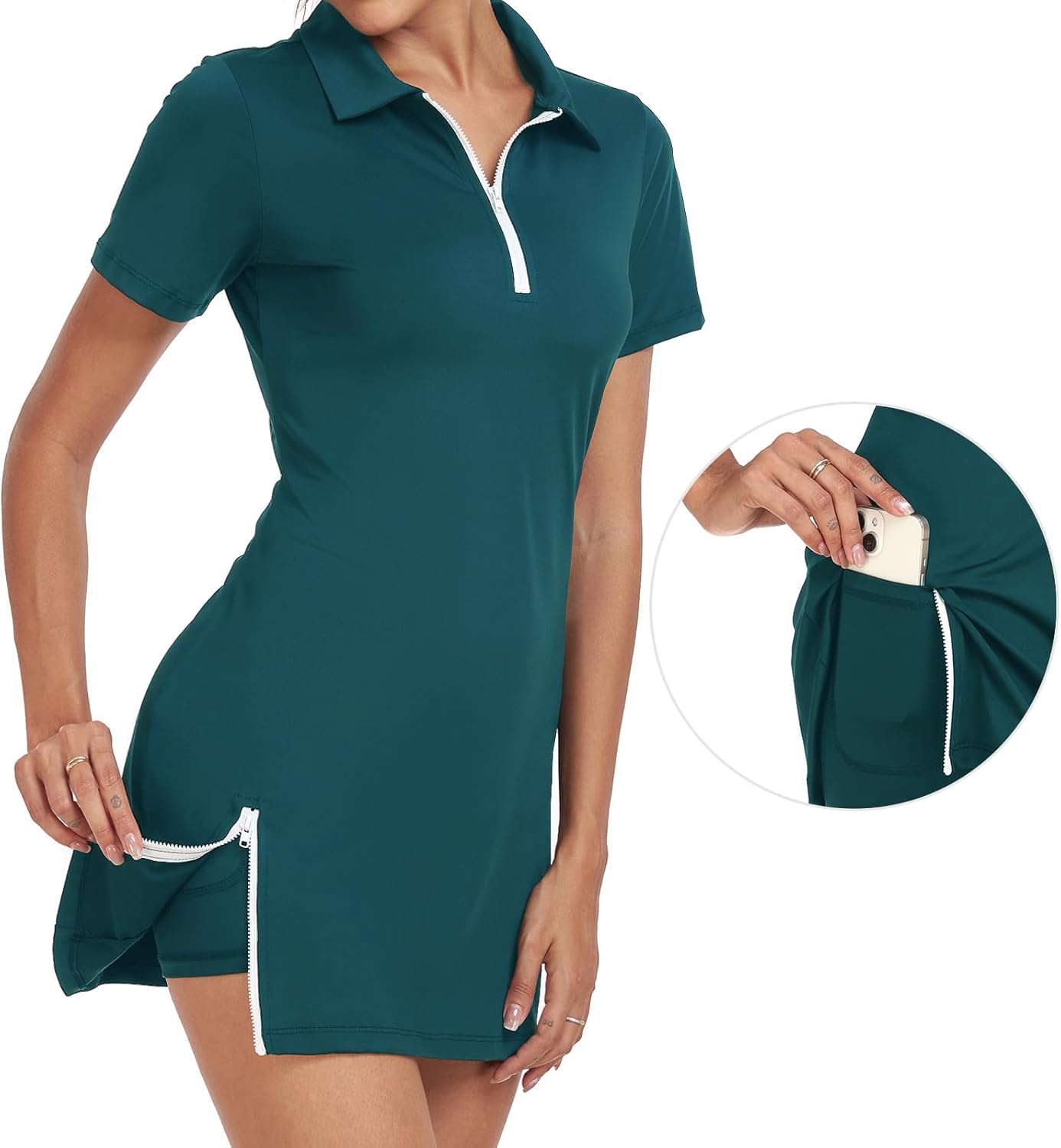 Womens Two Piece Tennis Golf Dress Active Athletic Exercise Sports Wear Dresses for Women with Pocket Separate Shorts - Image 5