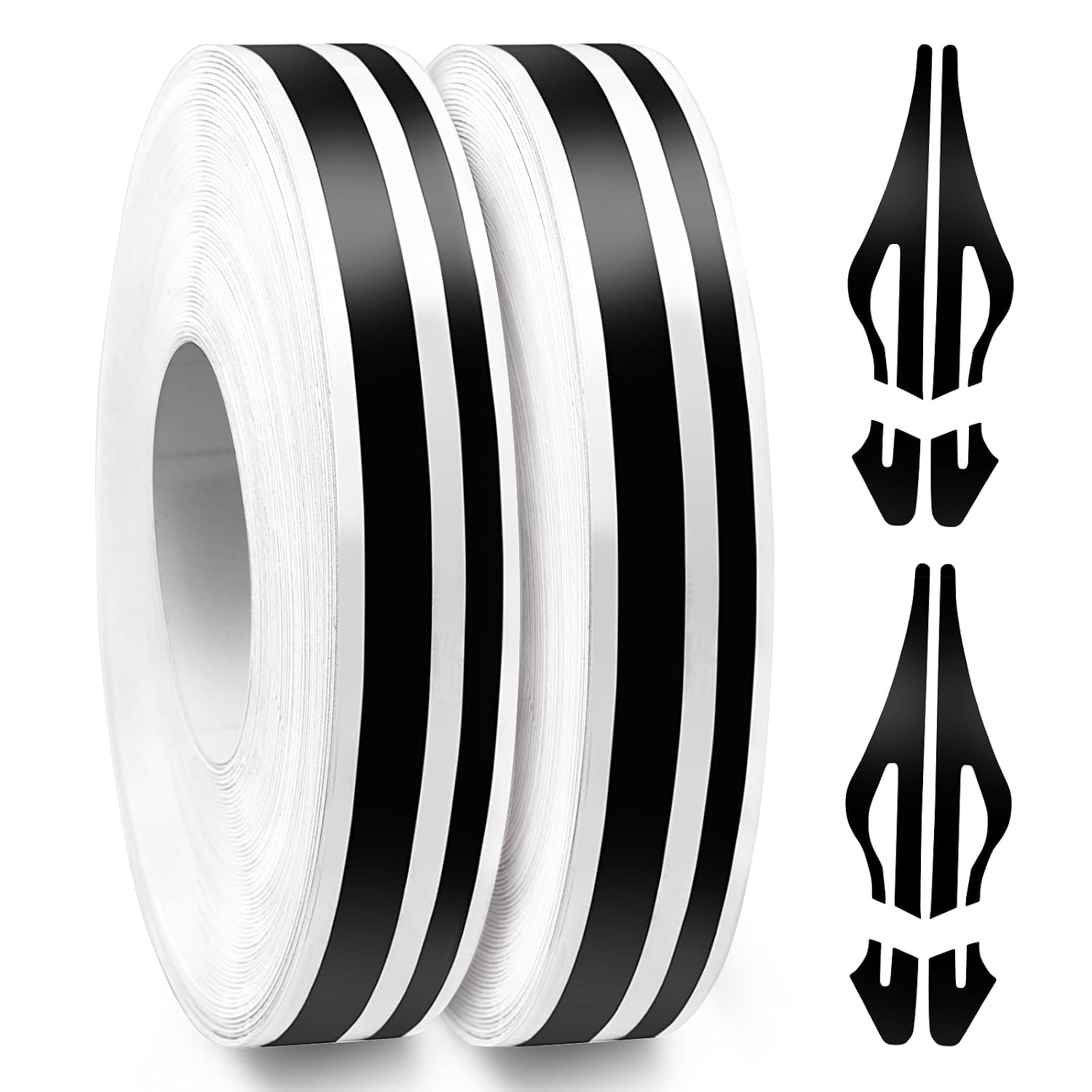 Spurtar Car Pinstripe Tape, 2 Rolls x 32Ft Pinstriping Automotive Tape Racing Stripes, Black Vinyl Pinstripe Decals for Car, Motorcycle and Boat DIY Stickers,1/5” Stripe+ 1/10" Gap+ 1/10” Stripe