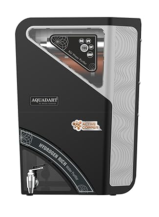 AquaDart Copper + Mineral RO+UV+UF 10 to 12 Liter RO + UV + TDS ADJUSTER Water Purifier with Copper Charge Technology black & copper Best For Home and Office (Copper Ro)