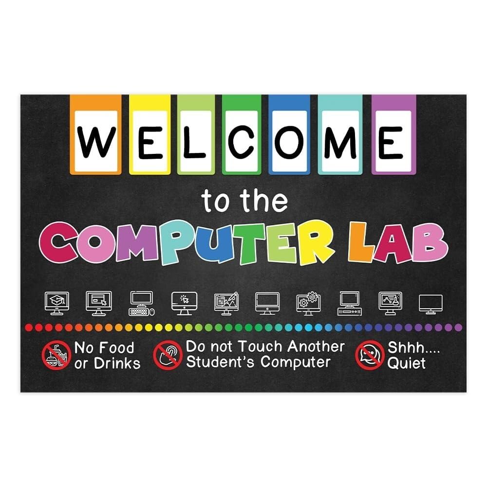 MDBJTCYZN For Technology Teachers School Counselors Welcome to Computer Poster with Shortcuts Rules Science Classroom Bulletin Board Decor Sign(Unframed,12x18inch(30x45cm))
