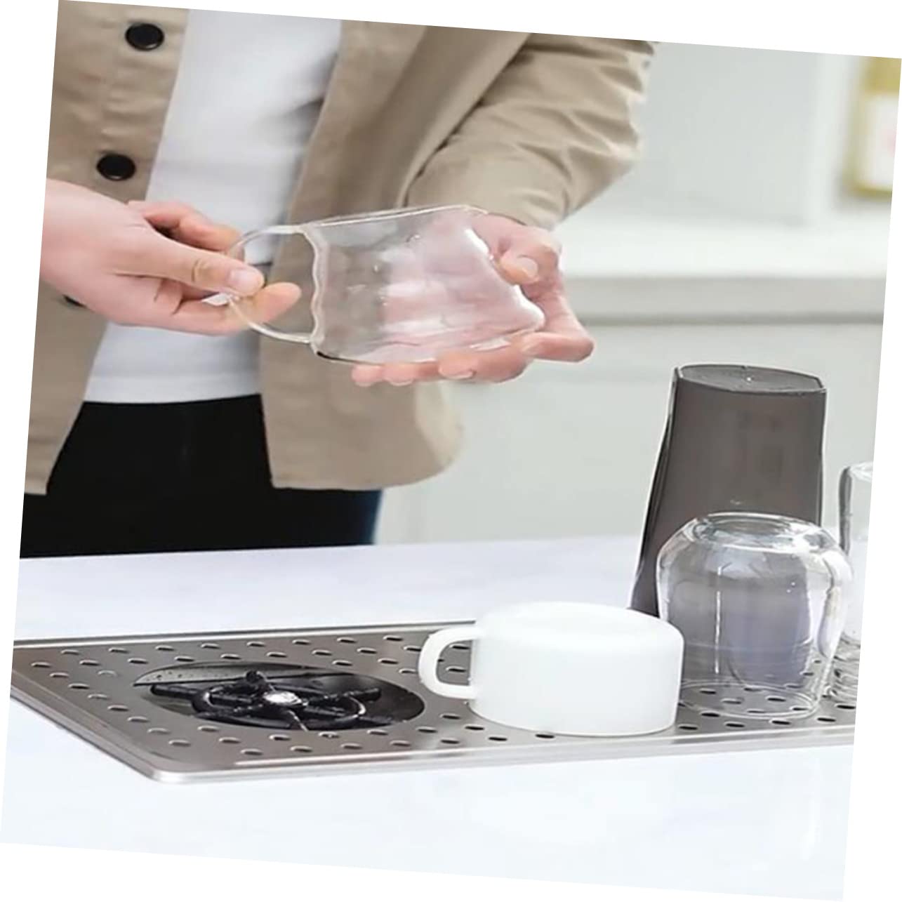 Gadpiparty 1juego Rinser De Vidrio De Inoxidable Para Lavabo Lavavasos Automático De Alta Presión Para Cocina Bar y Cafetería Fácil Instalación y Uso Para Limpiar Vasos y Copas