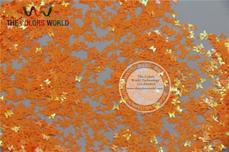 FI-12 Butterfly Bowknot shapesPearlescent Iridescent Orange Colors Confetti Glitter for Nail Art DIY Decoration 1pack=50g