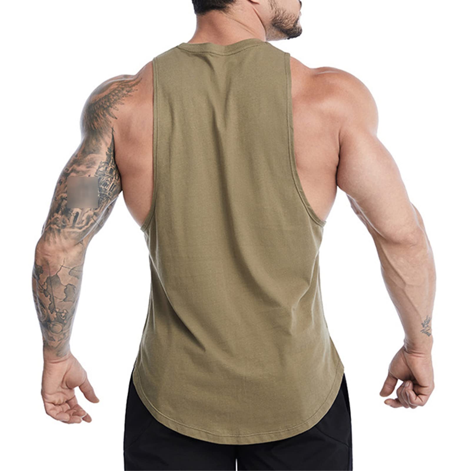 Maiyifu-GJ Men Cool Muscle Tank Tops Sleeveless Bodybuilding Gym Workout Shirt Lightweight Fitness Training Athletic Vests (ArmyGreen,X-Large)