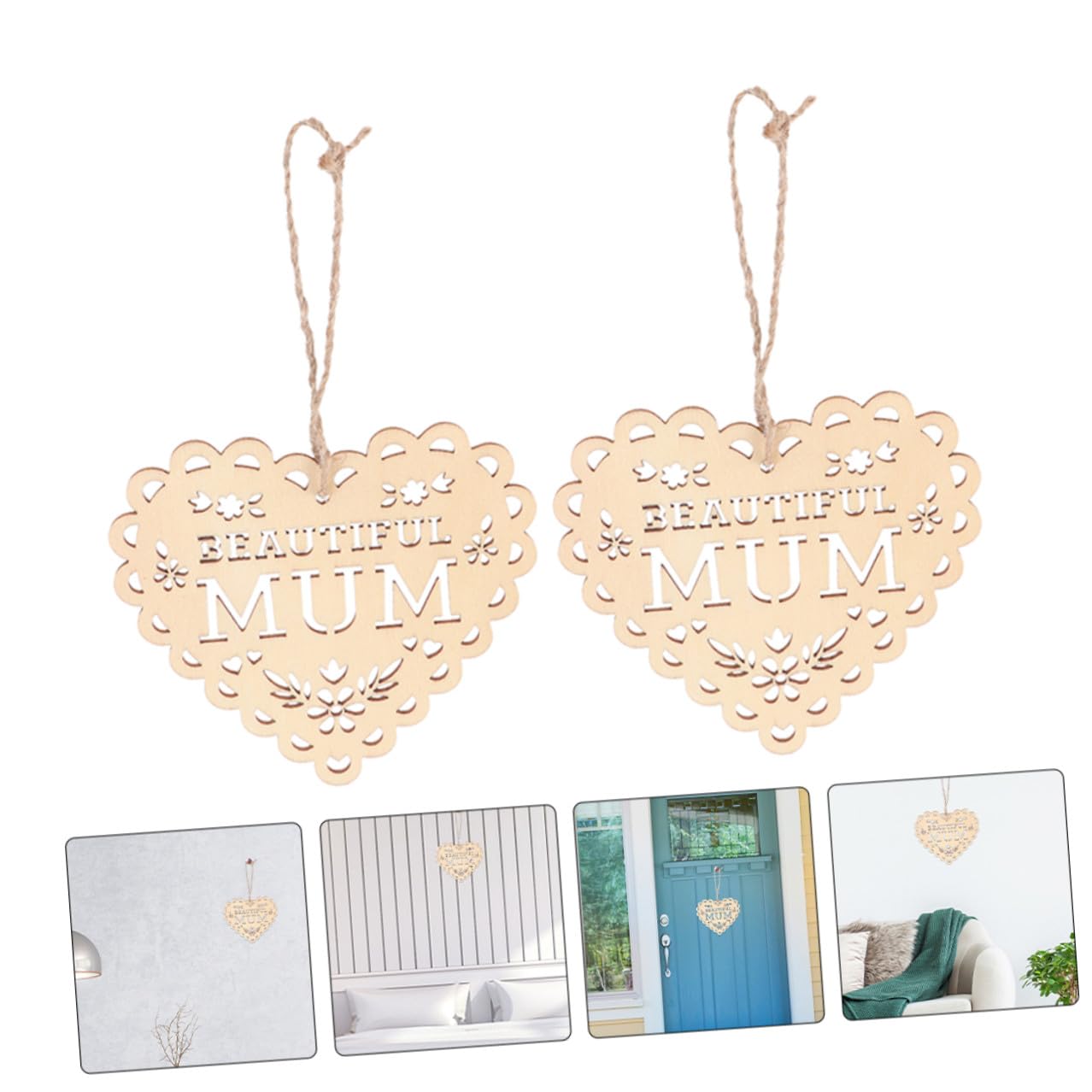 COHEALI 100 Pièces Décorations en Bois Brut Ajouré de Cœur, Lot de 20 Pendentifs en Bois Naturel, Ornement Artisanal pour Fête des Mères, Décoration Intérieure et Centres de Table, Présent