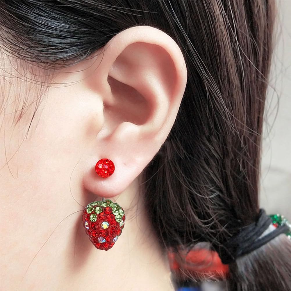 Arricraft 20 Pcs Strawberry Rhinestone Beads, 13x15mm 3D Fruit Bubblegum Disco Ball Polymer Clay Crystal Beads for Jewelry Making - Image 5