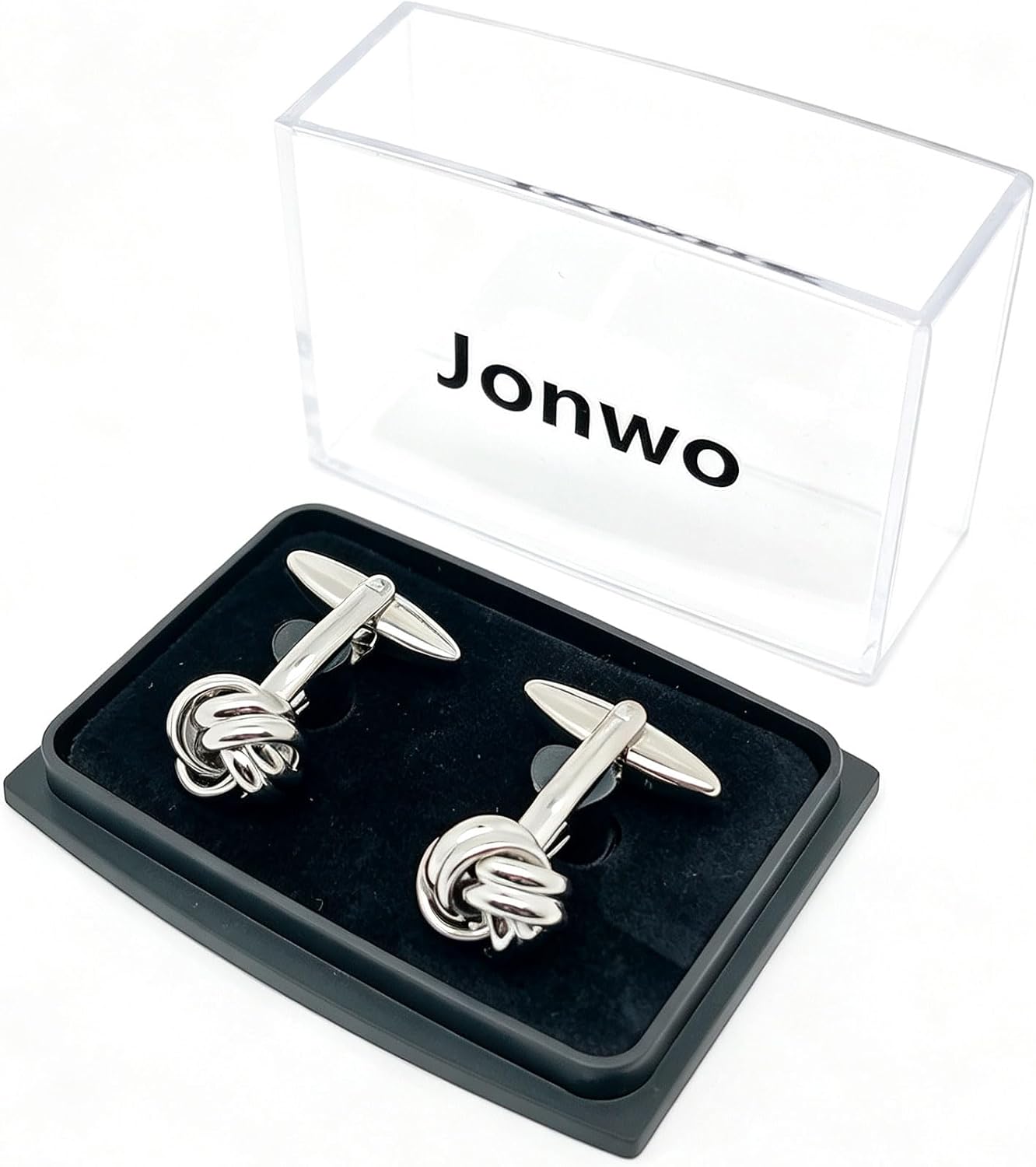 Silver Knot Lady Men's Cuff Links for French Shirt In Gift Box